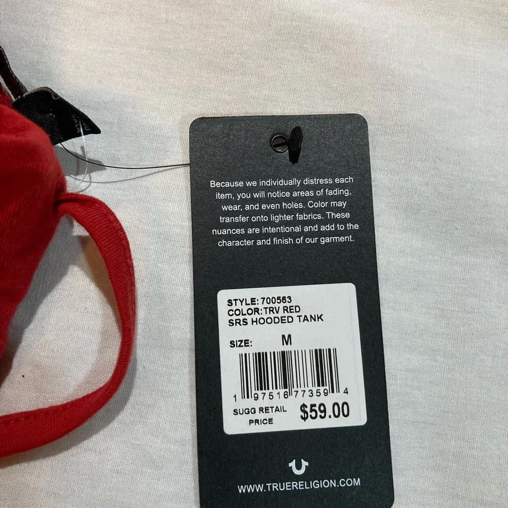 True Religion Sleeveless hooded tank top, Men’s size medium, NWOT! $59.00! - Picture 5 of 5